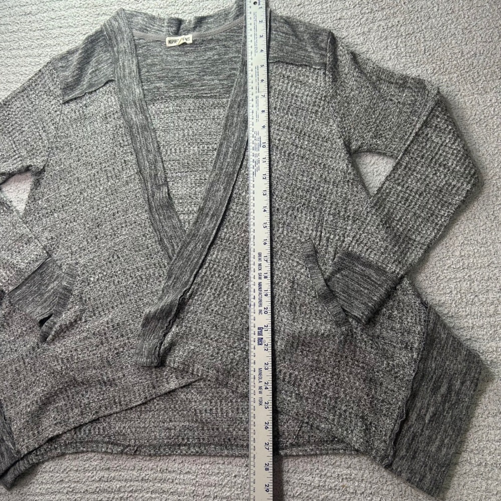 Inspired Hearts Cardigan‎ Waffle Knit Grey Large L Gorpcore Cabincore Minimalist - Picture 3 of 5